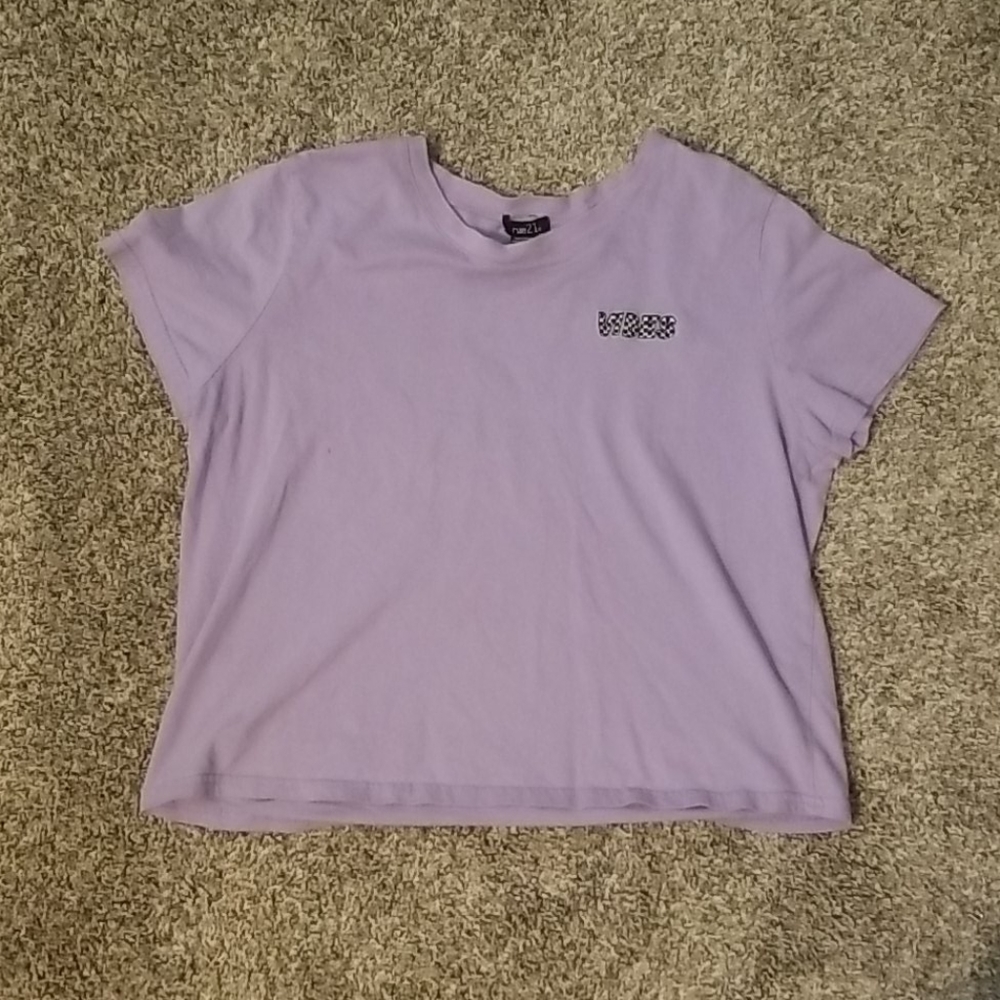 Rue 21 Purple Checkered T shirt.